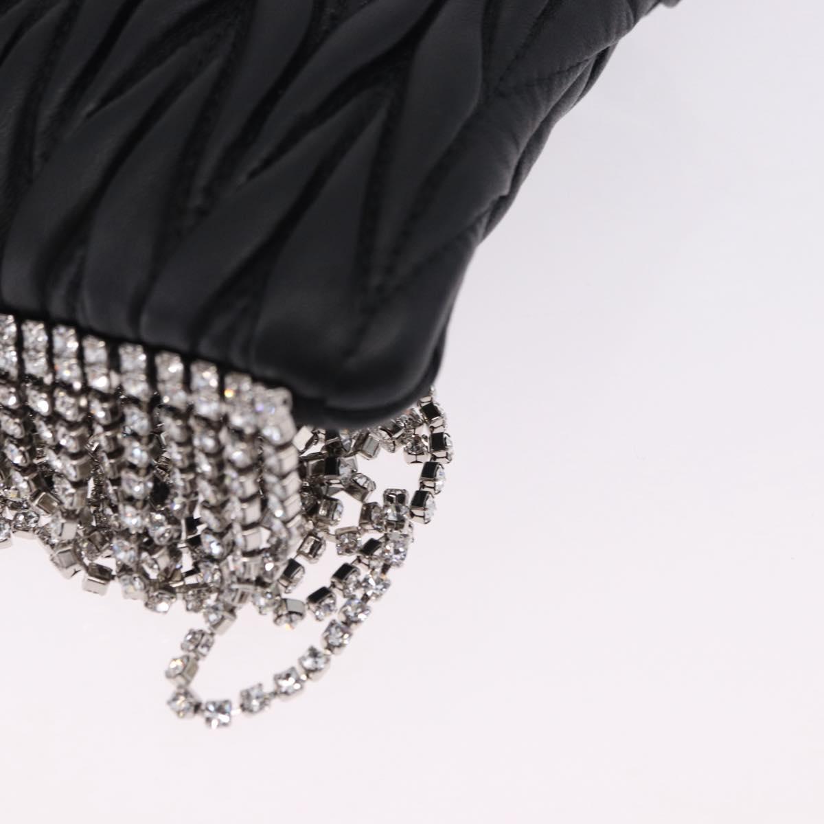 Miu Miu Matelasse Shoulder Bag Leather Black Silver Auth ka5870SAM