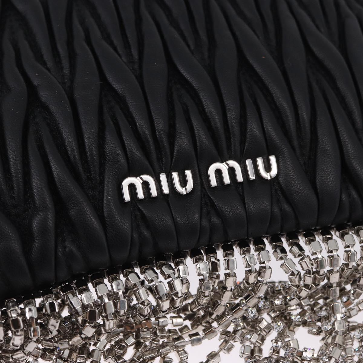 Miu Miu Matelasse Shoulder Bag Leather Black Silver Auth ka5870SAM