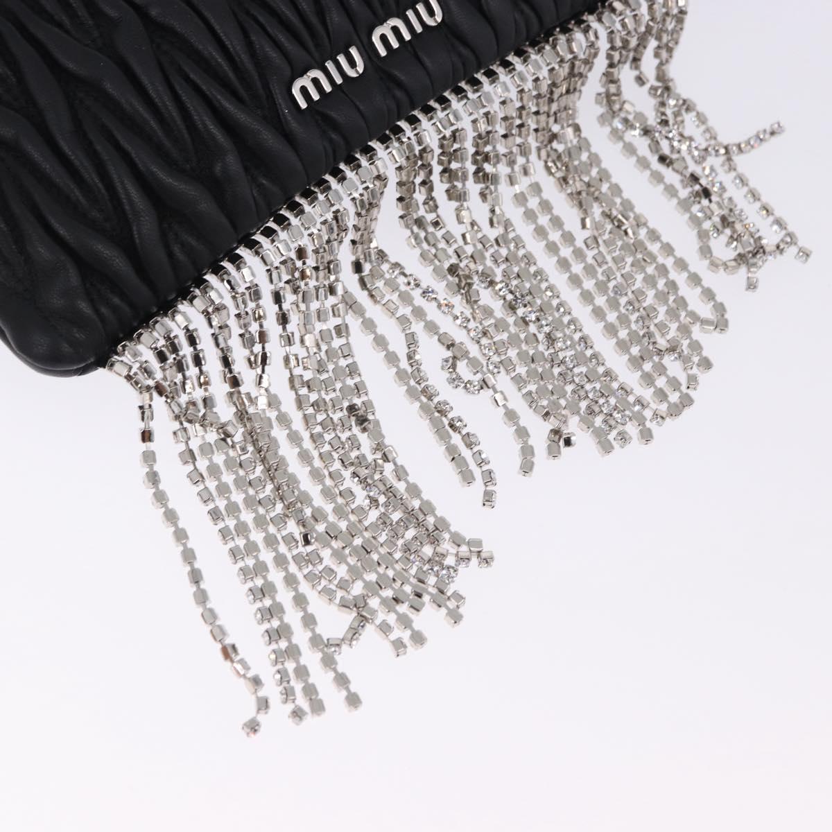 Miu Miu Matelasse Shoulder Bag Leather Black Silver Auth ka5870SAM