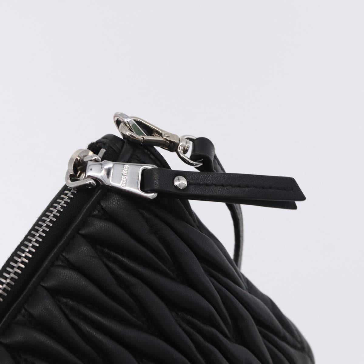 Miu Miu Matelasse Shoulder Bag Leather Black Silver Auth ka5870SAM