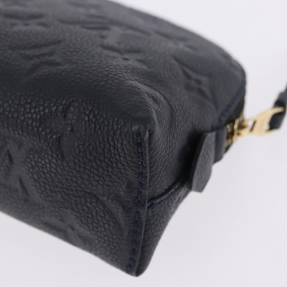 LOUIS VUITTON Monogram Empreinte Pochette Cosmetic PM Navy M69413 LV Auth ka5873