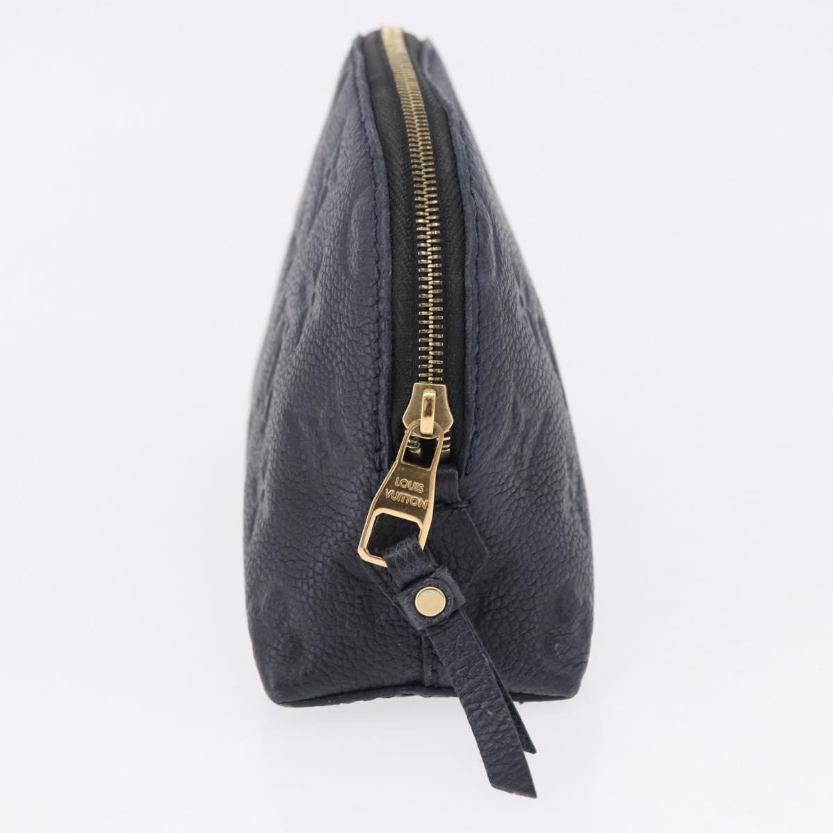 LOUIS VUITTON Monogram Empreinte Pochette Cosmetic PM Navy M69413 LV Auth ka5873