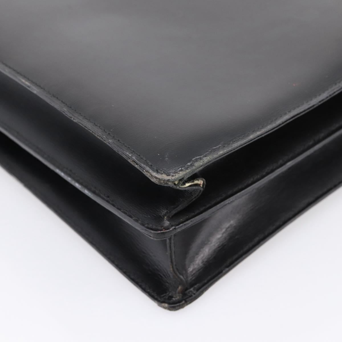 CARTIER Business Bag Leather Black Gold Auth ka5875