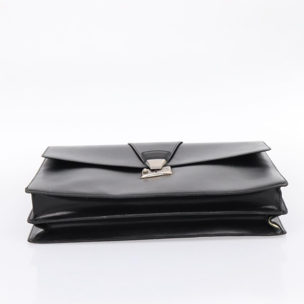 CARTIER Business Bag Leather Black Gold Auth ka5875