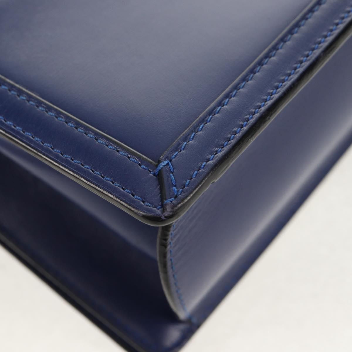 LOEWE Barcelona Shoulder Bag Leather Blue Gold Auth ka587V