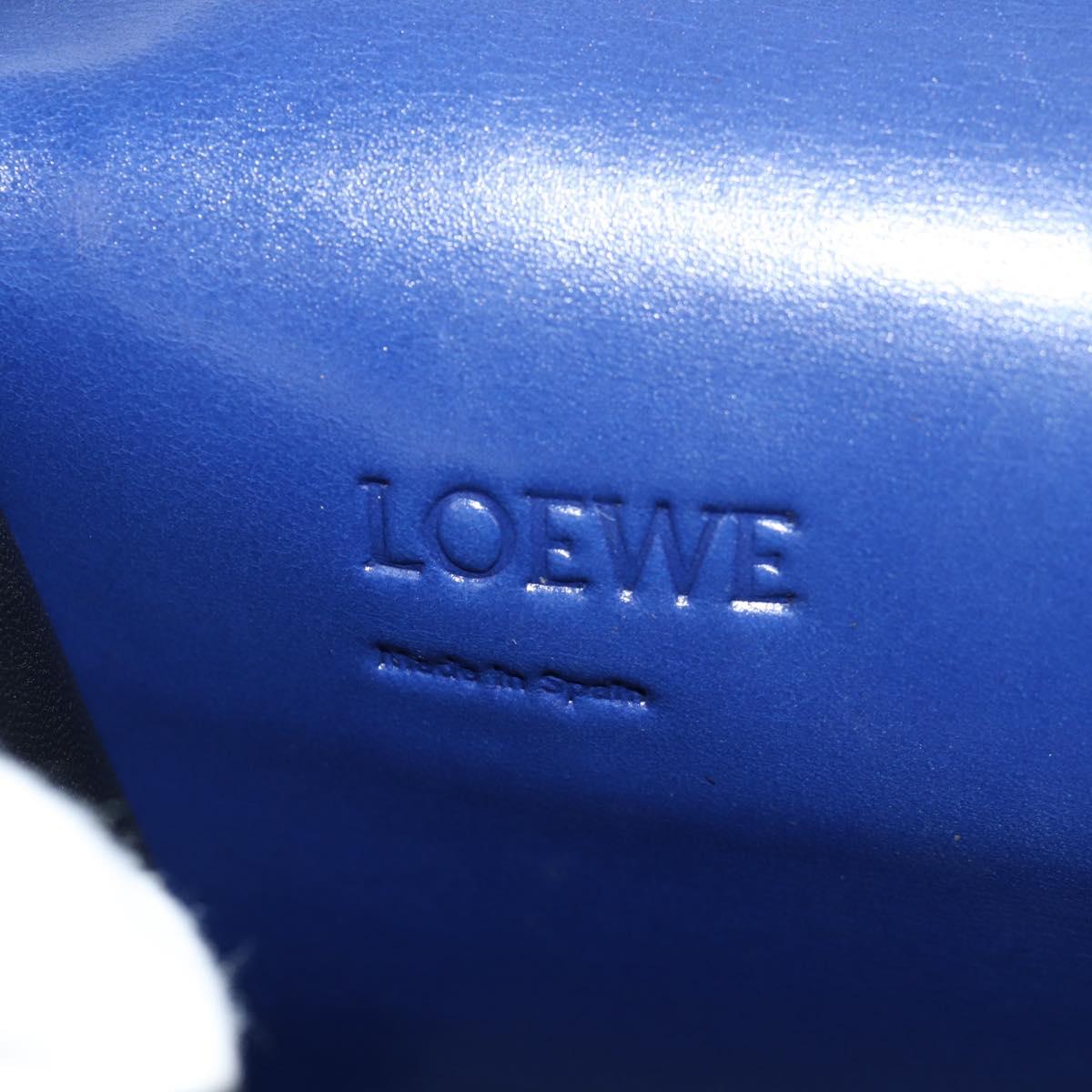LOEWE Barcelona Shoulder Bag Leather Blue Gold Auth ka587V