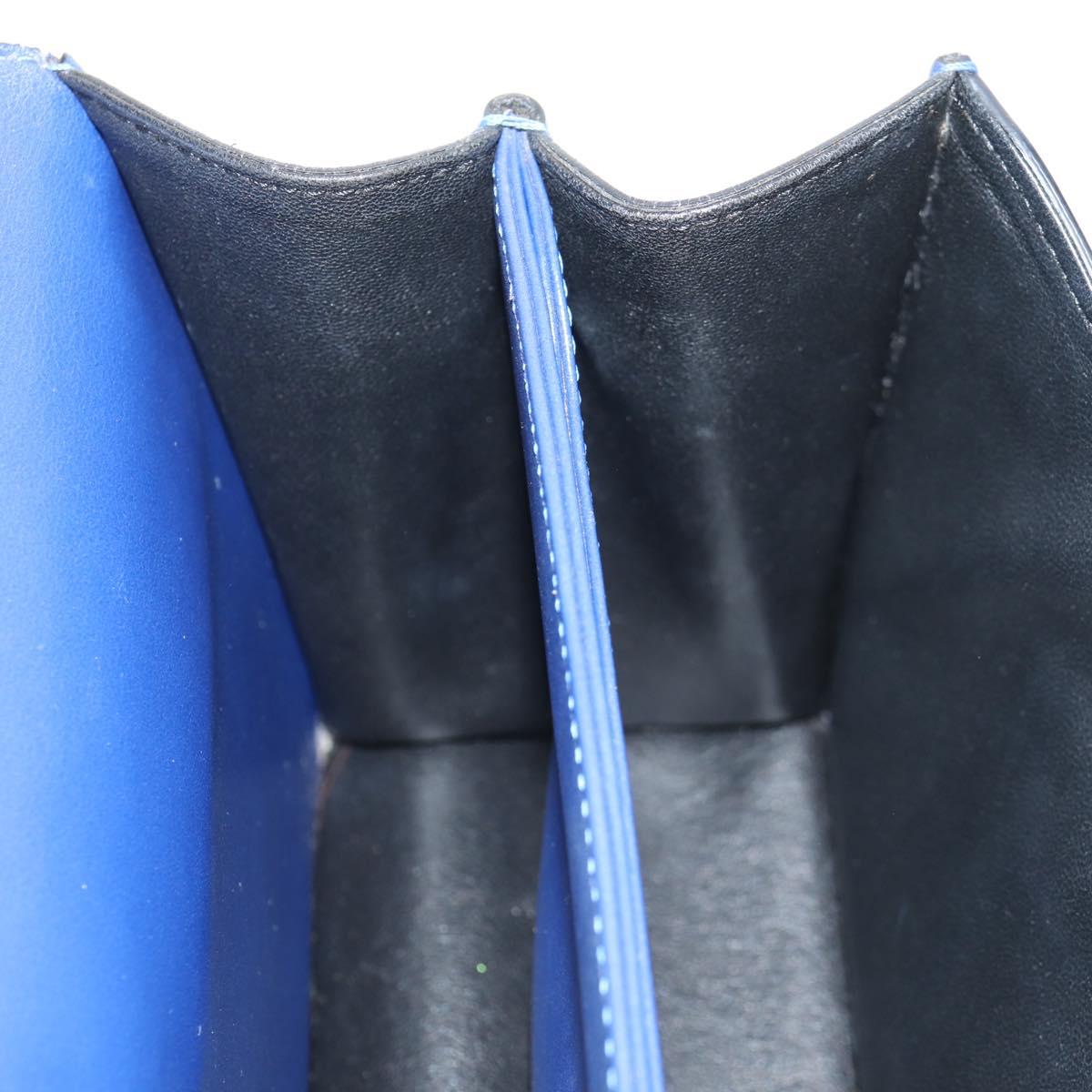 LOEWE Barcelona Shoulder Bag Leather Blue Gold Auth ka587V