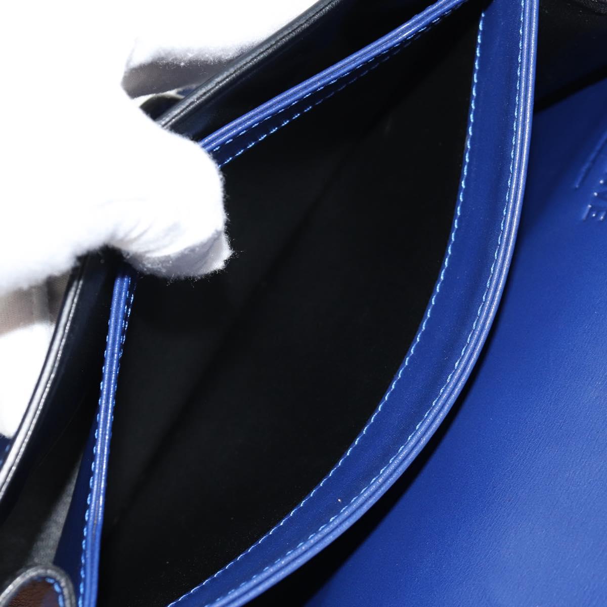 LOEWE Barcelona Shoulder Bag Leather Blue Gold Auth ka587V