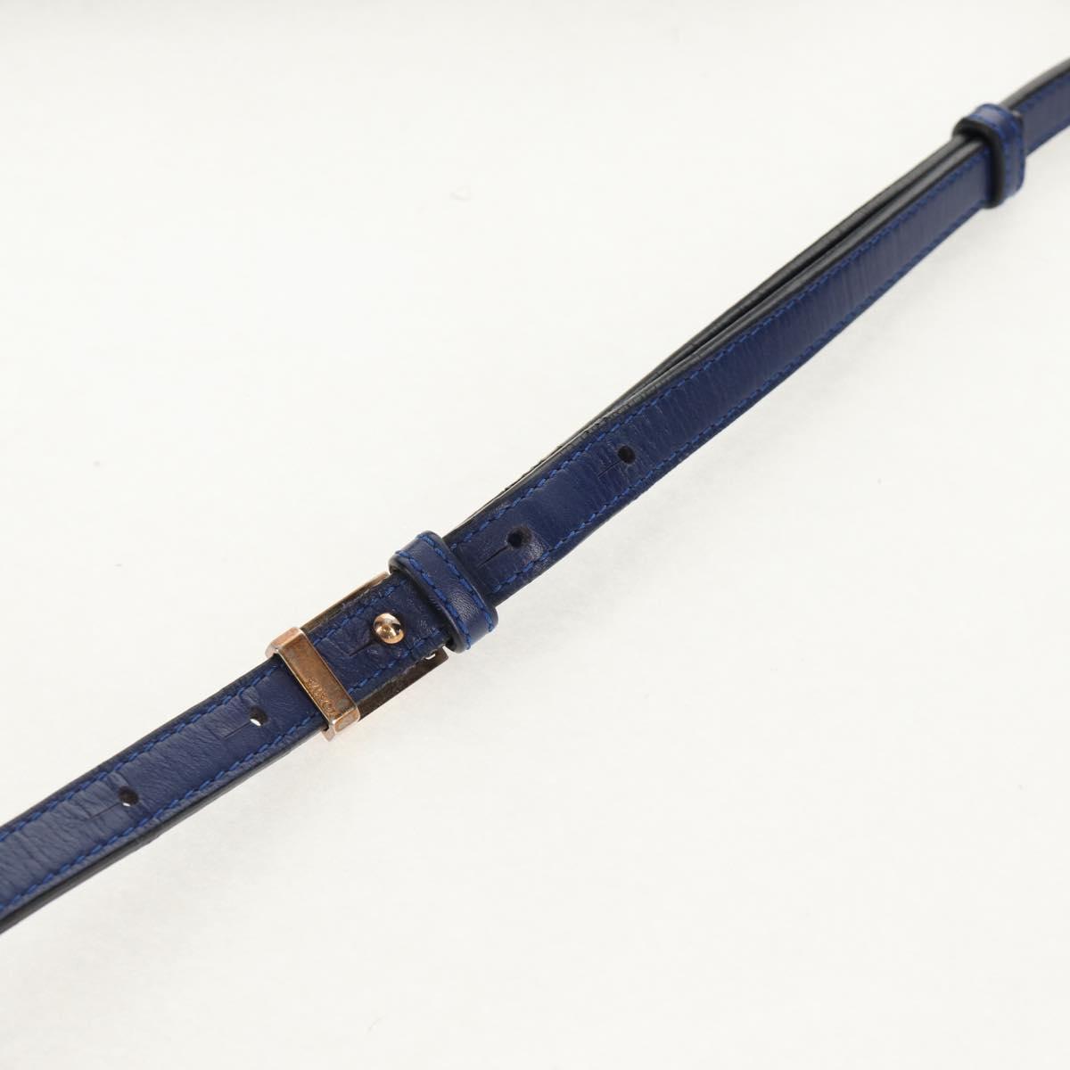 LOEWE Barcelona Shoulder Bag Leather Blue Gold Auth ka587V