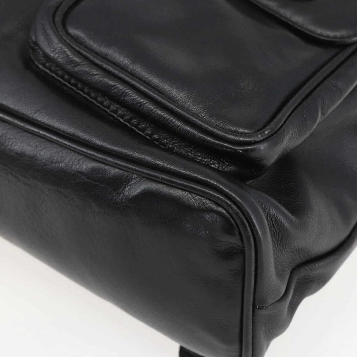 GUCCI Bamboo Backpack Leather Black Gold 003 2058 0016 Auth ka588