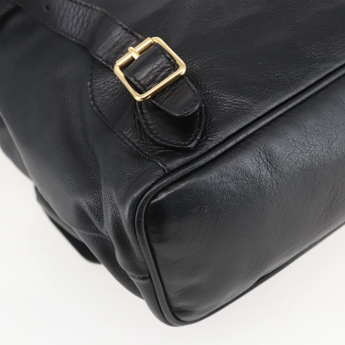 GUCCI Bamboo Backpack Leather Black Gold 003 2058 0016 Auth ka588