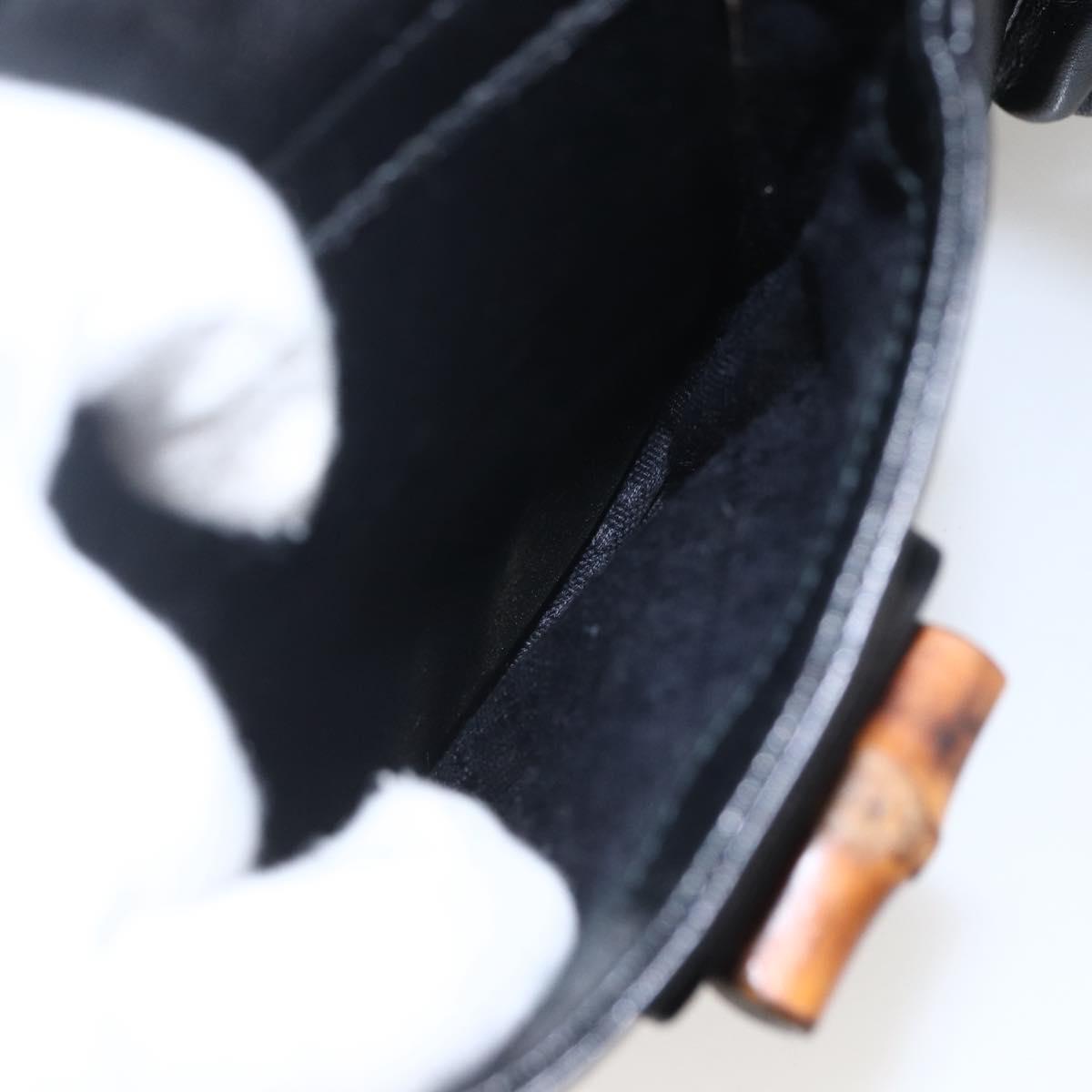 GUCCI Bamboo Backpack Leather Black Gold 003 2058 0016 Auth ka588