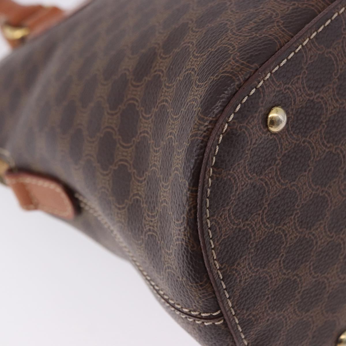 CELINE Macadam Canvas Hand Bag PVC Leather Brown Gold Auth ka5884