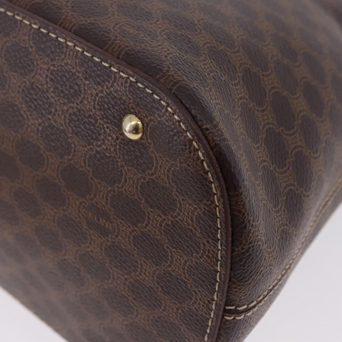 CELINE Macadam Canvas Hand Bag PVC Leather Brown Gold Auth ka5884