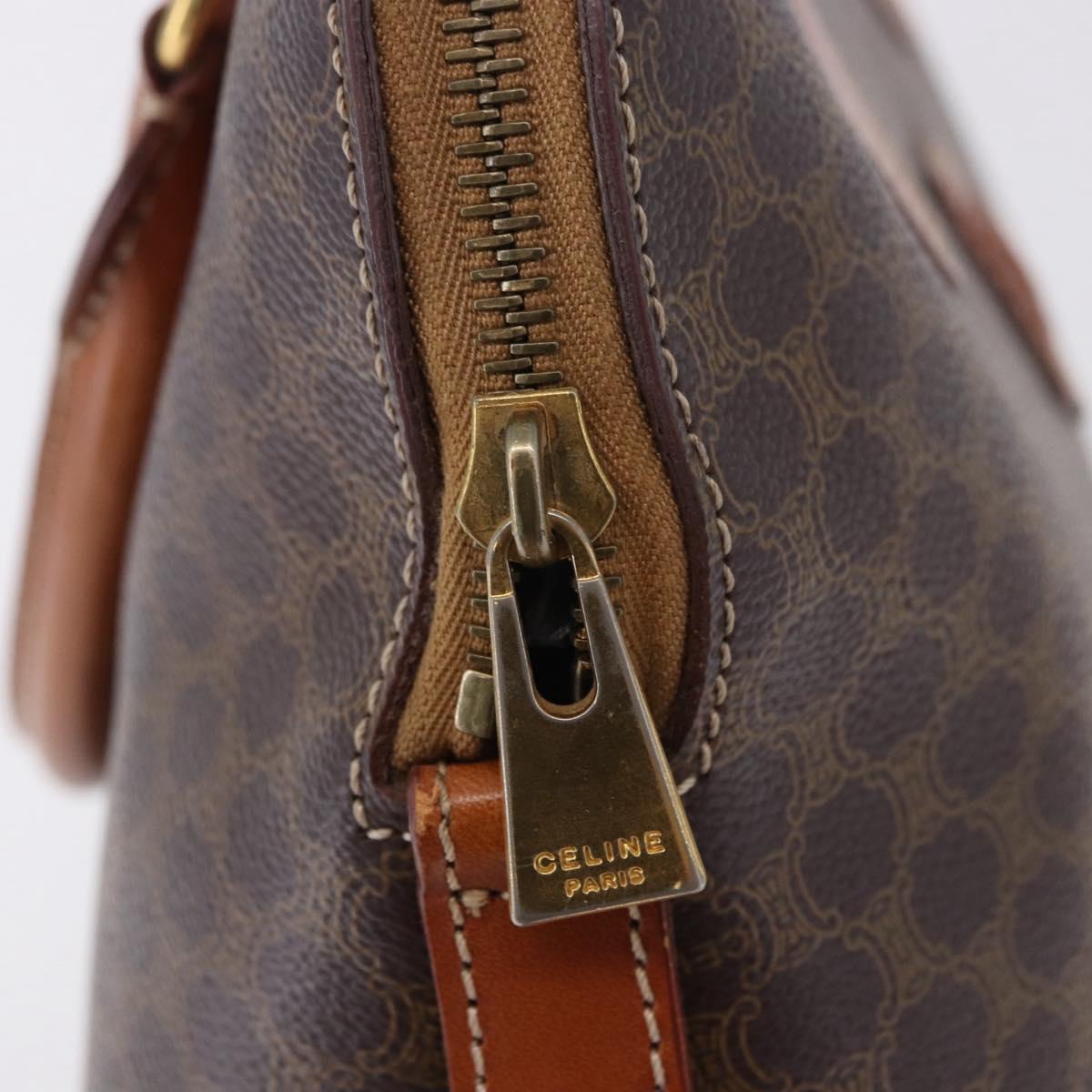 CELINE Macadam Canvas Hand Bag PVC Leather Brown Gold Auth ka5884