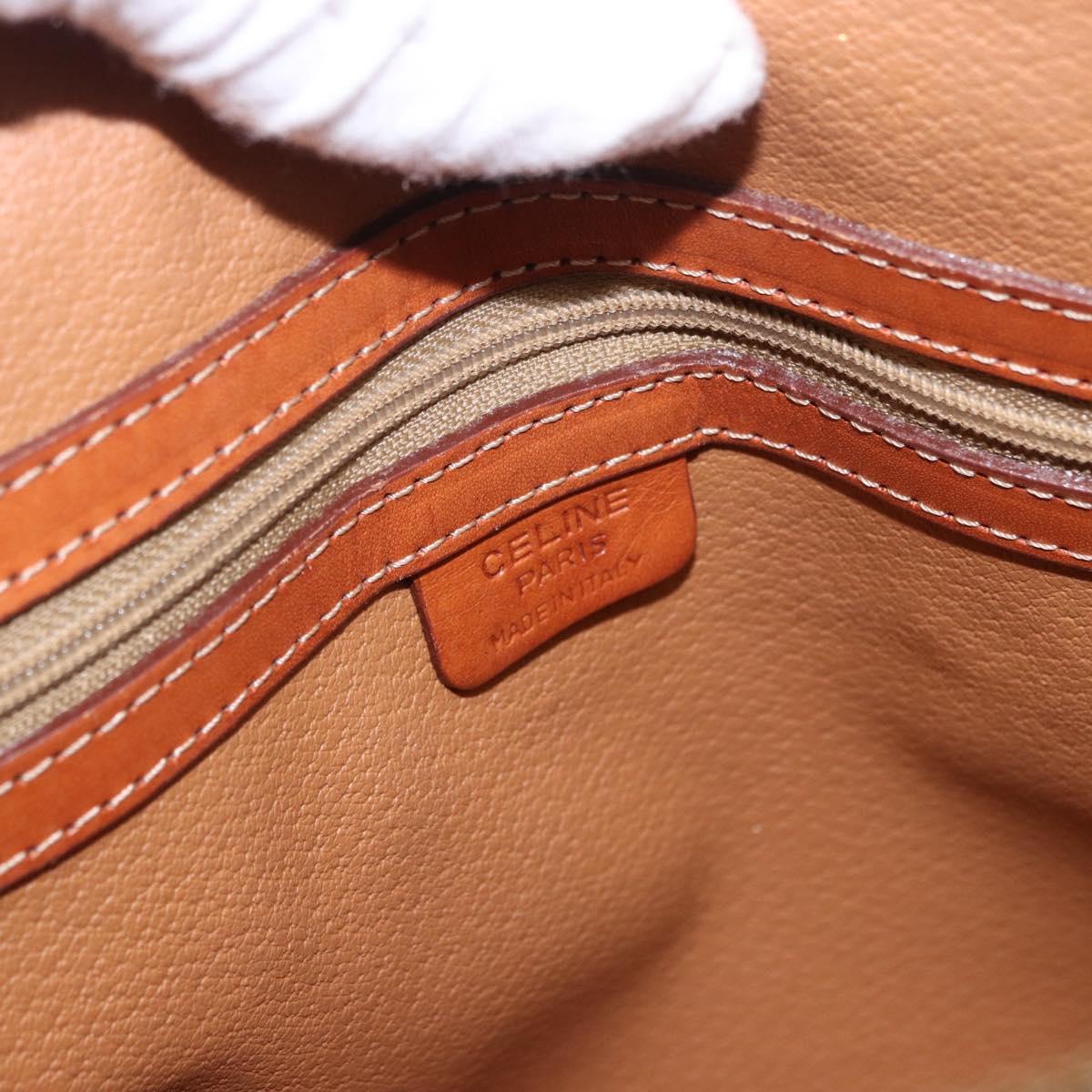CELINE Macadam Canvas Hand Bag PVC Leather Brown Gold Auth ka5884