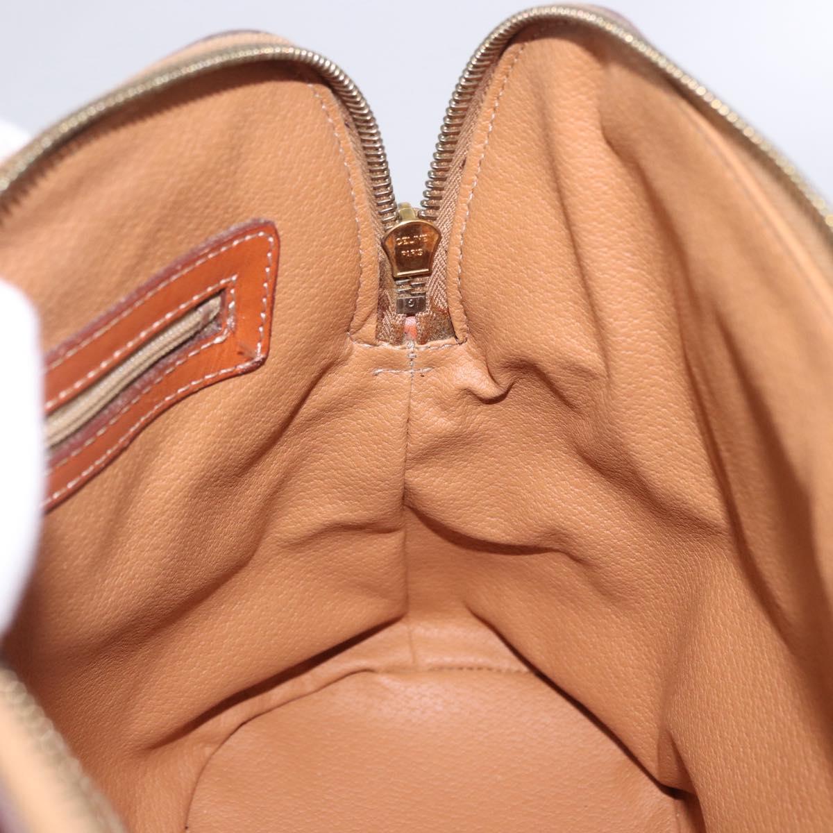 CELINE Macadam Canvas Hand Bag PVC Leather Brown Gold Auth ka5884