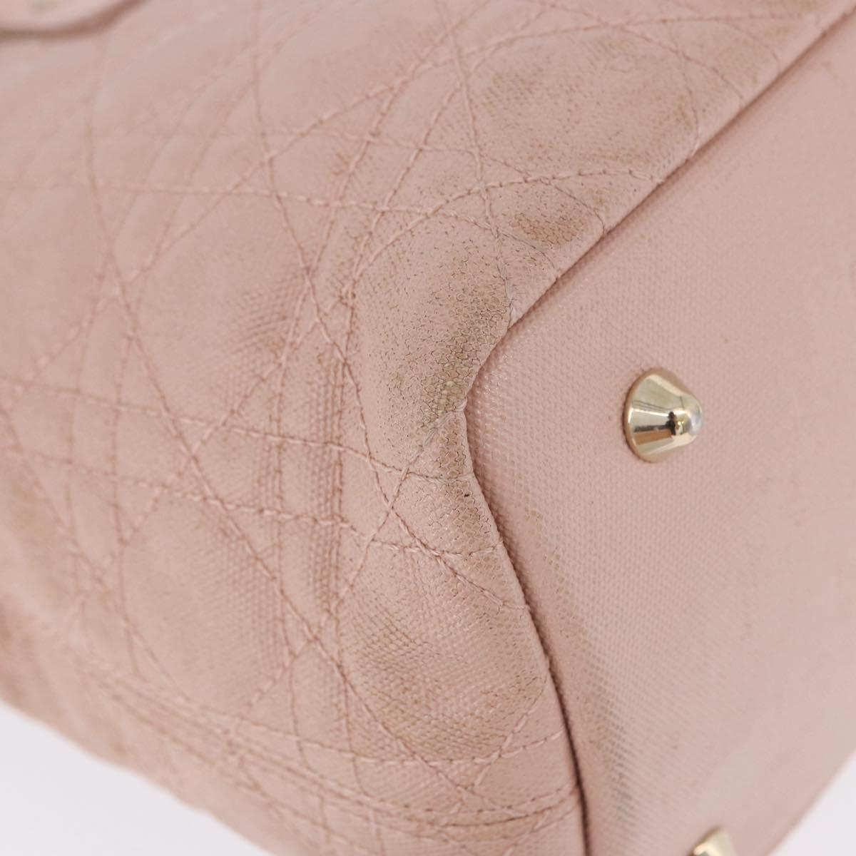 Christian Dior Canage Hand Bag Coated Canvas Pink Gold Auth ka5885