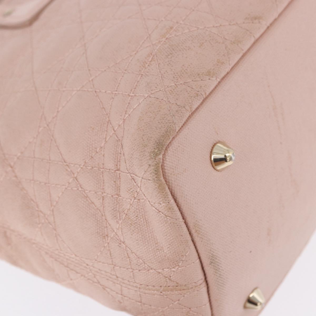 Christian Dior Canage Hand Bag Coated Canvas Pink Gold Auth ka5885