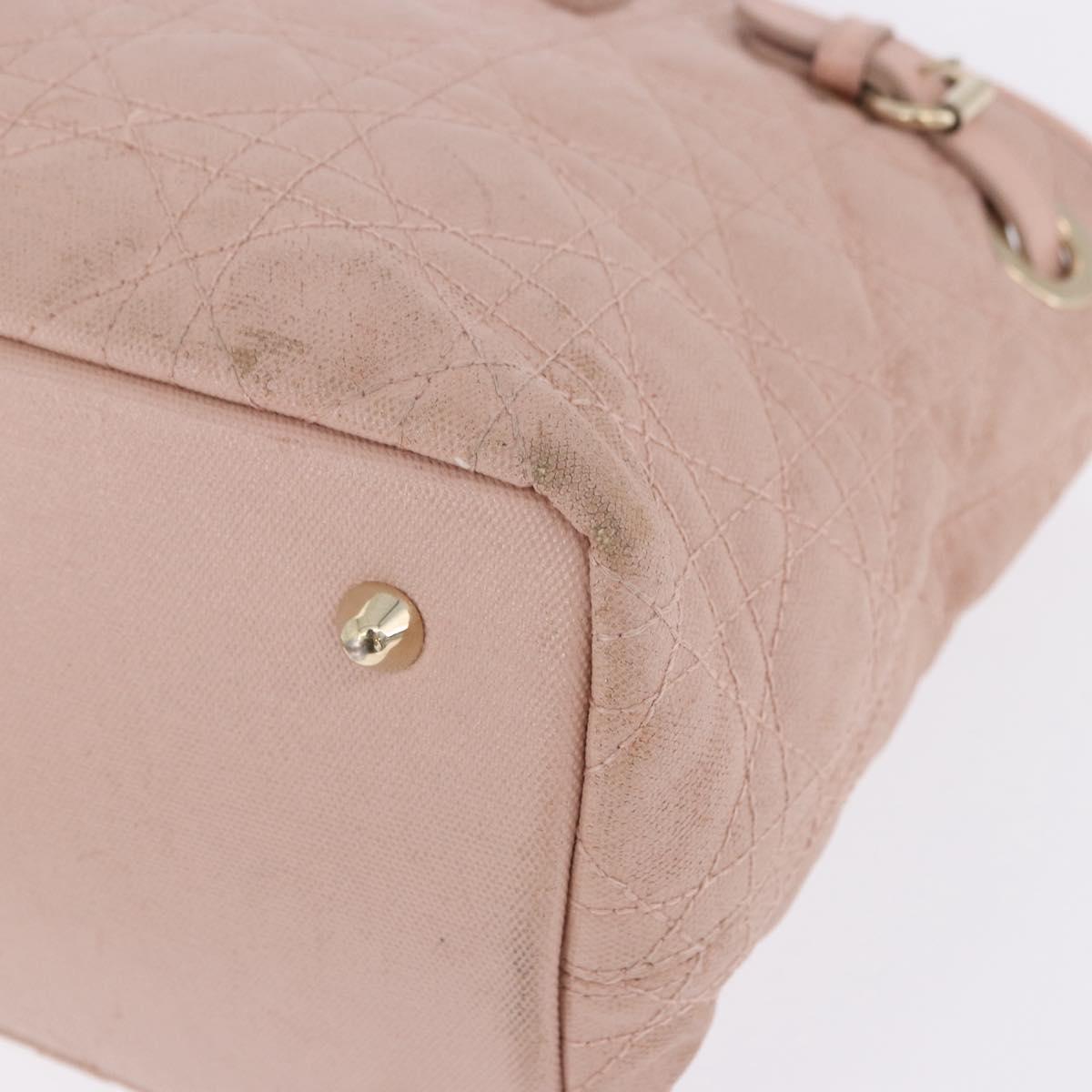 Christian Dior Canage Hand Bag Coated Canvas Pink Gold Auth ka5885