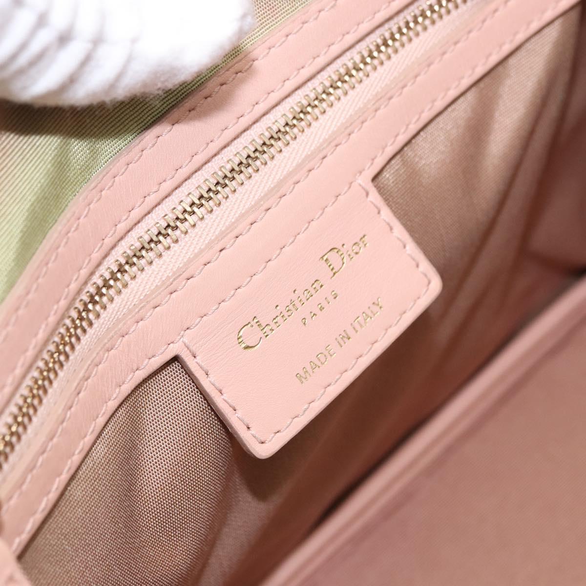 Christian Dior Canage Hand Bag Coated Canvas Pink Gold Auth ka5885
