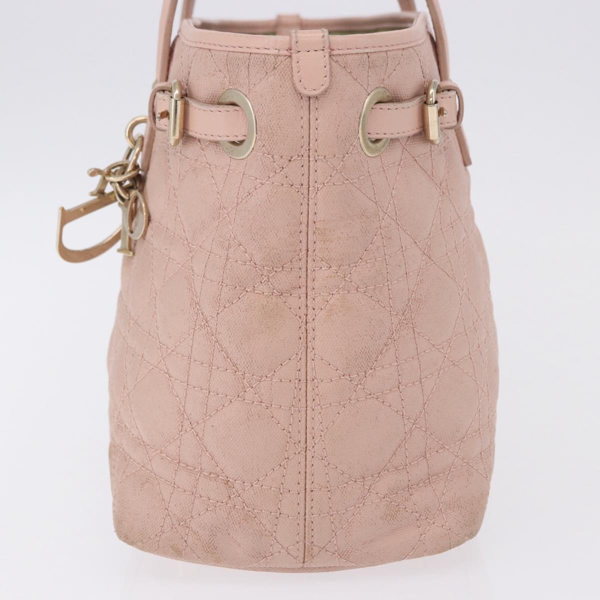 Christian Dior Canage Hand Bag Coated Canvas Pink Gold Auth ka5885