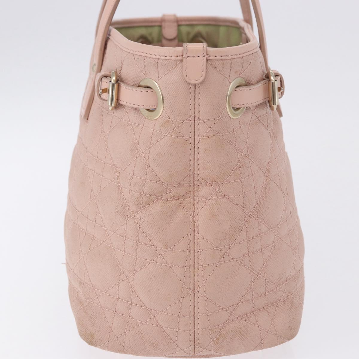 Christian Dior Canage Hand Bag Coated Canvas Pink Gold Auth ka5885