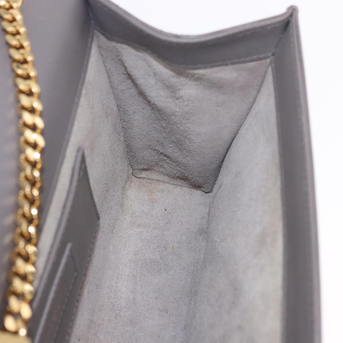 SAINT LAURENT Chain Kate Shoulder Bag Leather Gray Gold Auth ka5887M