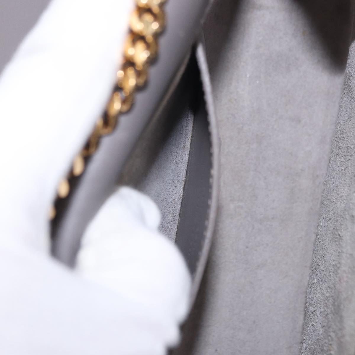 SAINT LAURENT Chain Kate Shoulder Bag Leather Gray Gold Auth ka5887M