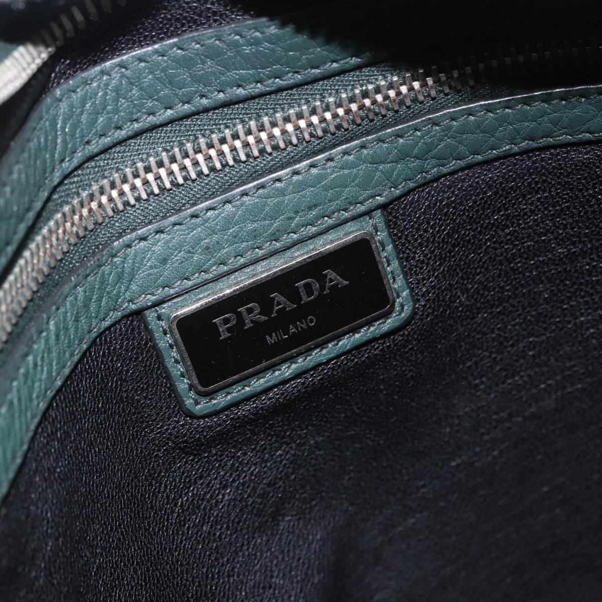 PRADA Shoulder Bag Leather Green Silver Auth ka5888V