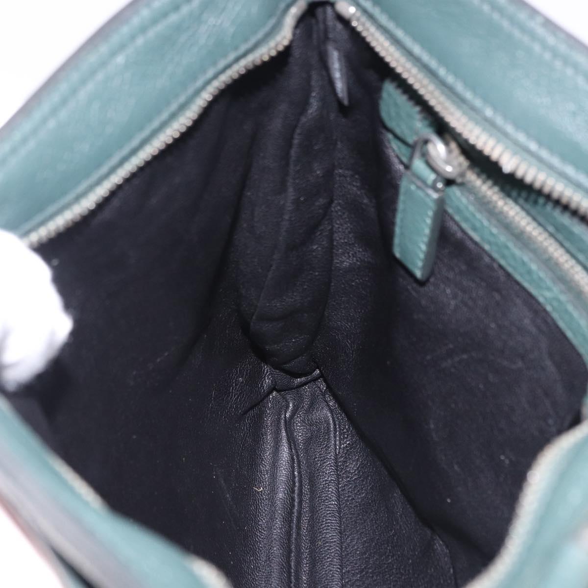 PRADA Shoulder Bag Leather Green Silver Auth ka5888V