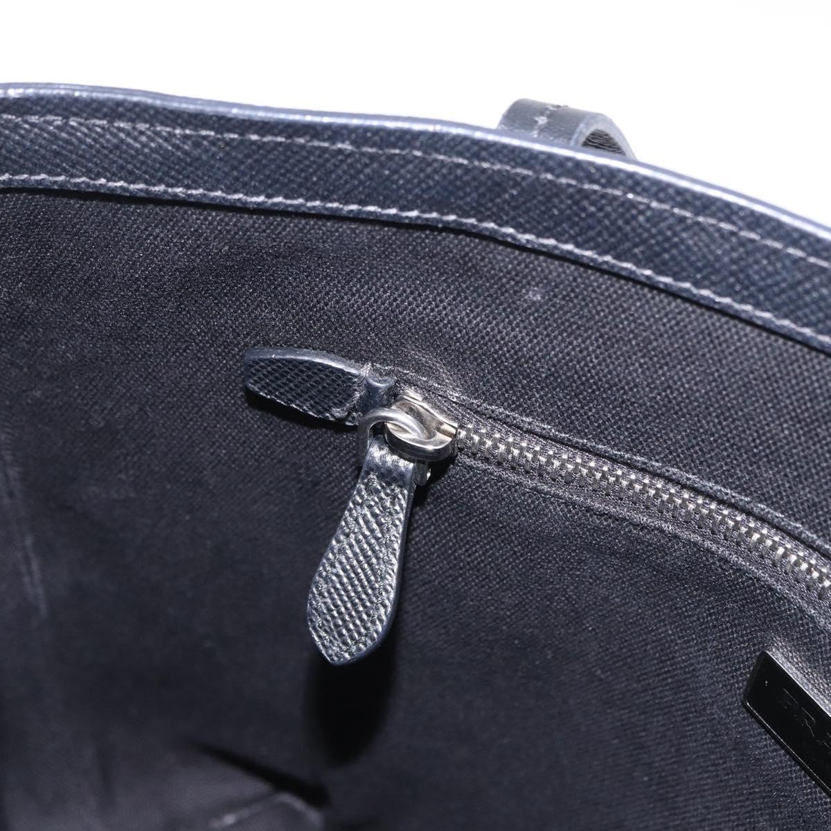 PRADA Tote Bag Saffiano leather Black Silver Auth ka5890V