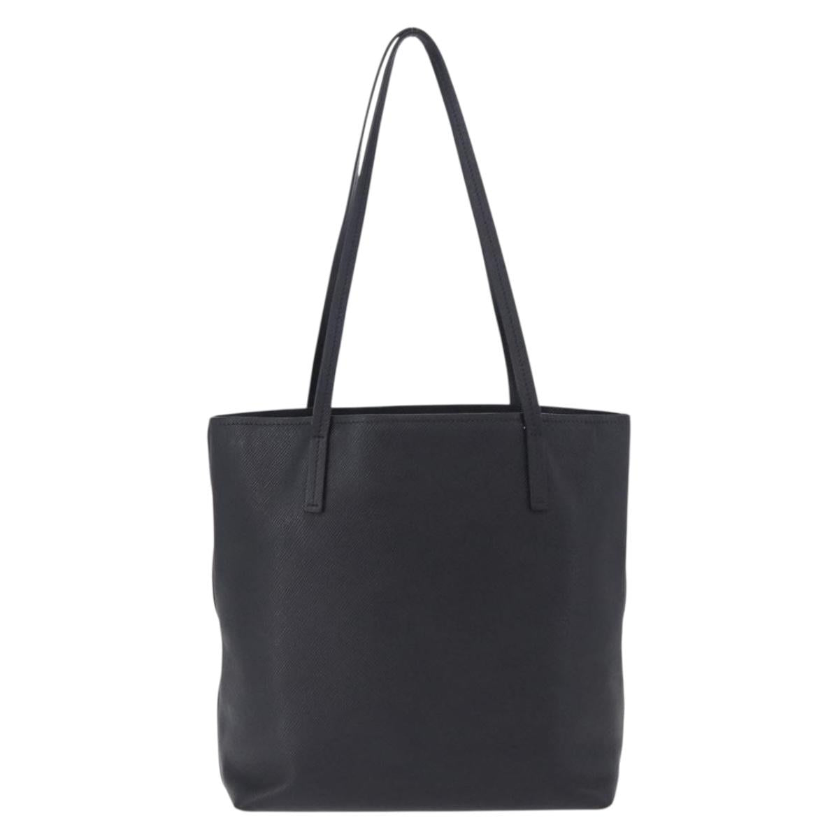 PRADA Tote Bag Saffiano leather Black Silver Auth ka5890V