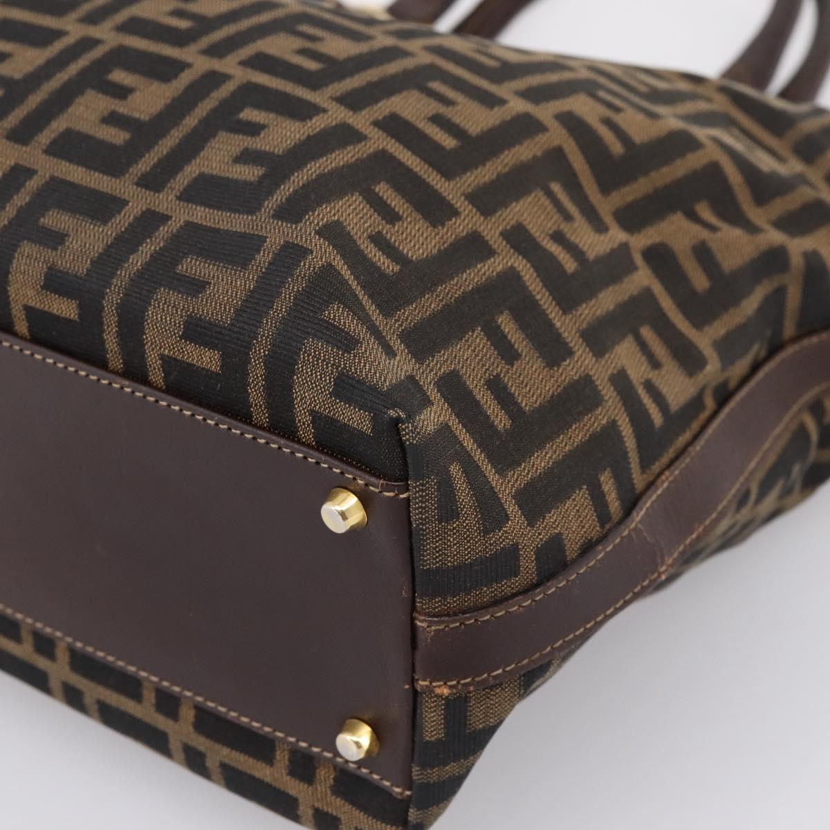 FENDI Zucca Canvas Hand Bag Black Brown Auth ka5892