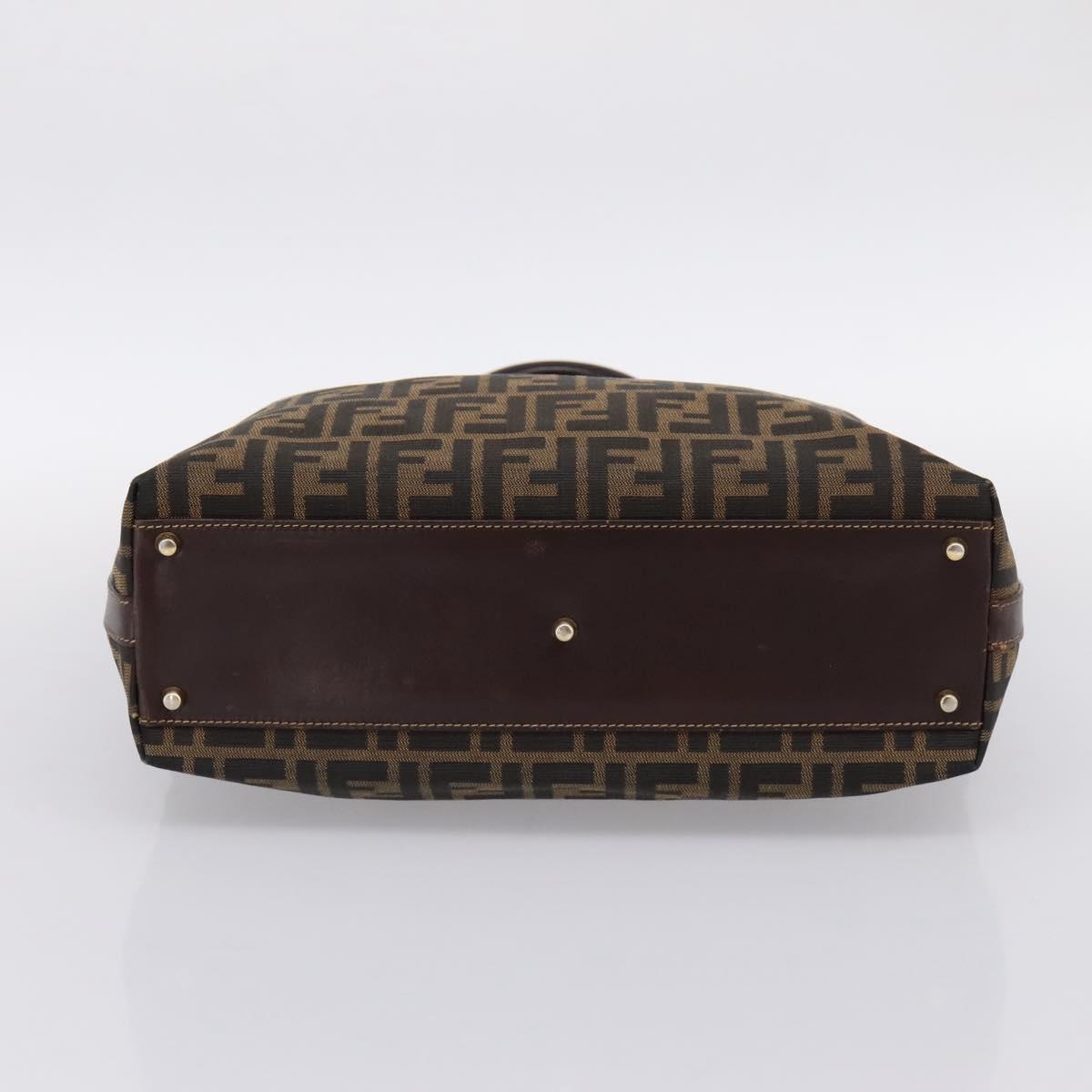 FENDI Zucca Canvas Hand Bag Black Brown Auth ka5892