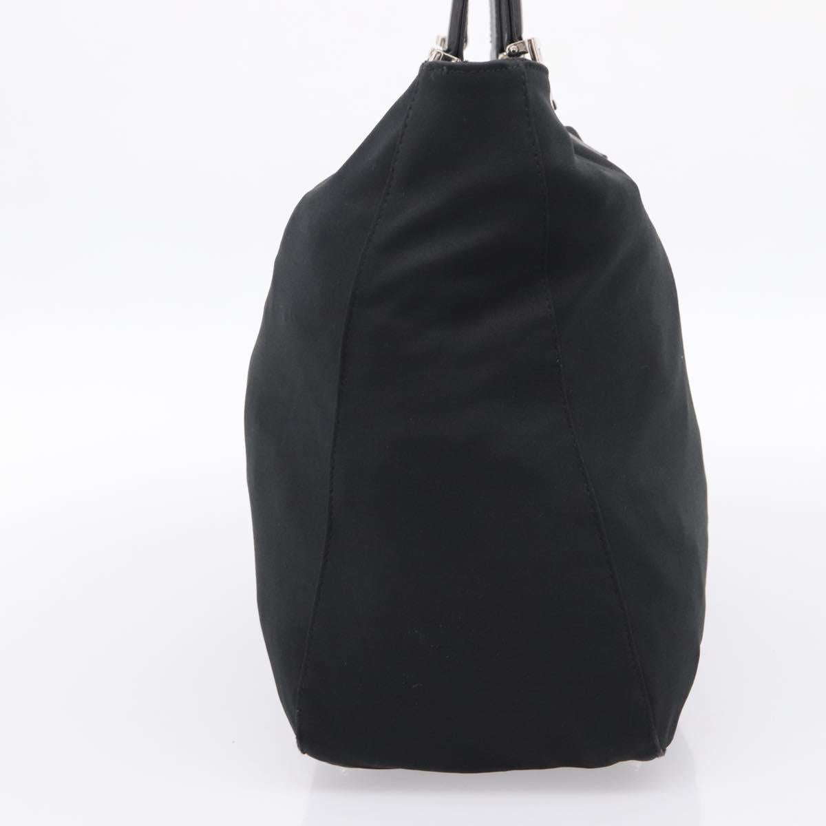 FENDI Hand Bag Cotton jersey Black Silver Auth ka5894