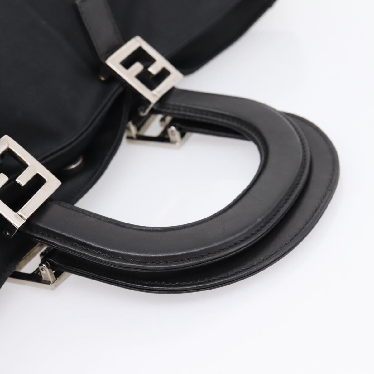 FENDI Hand Bag Cotton jersey Black Silver Auth ka5894