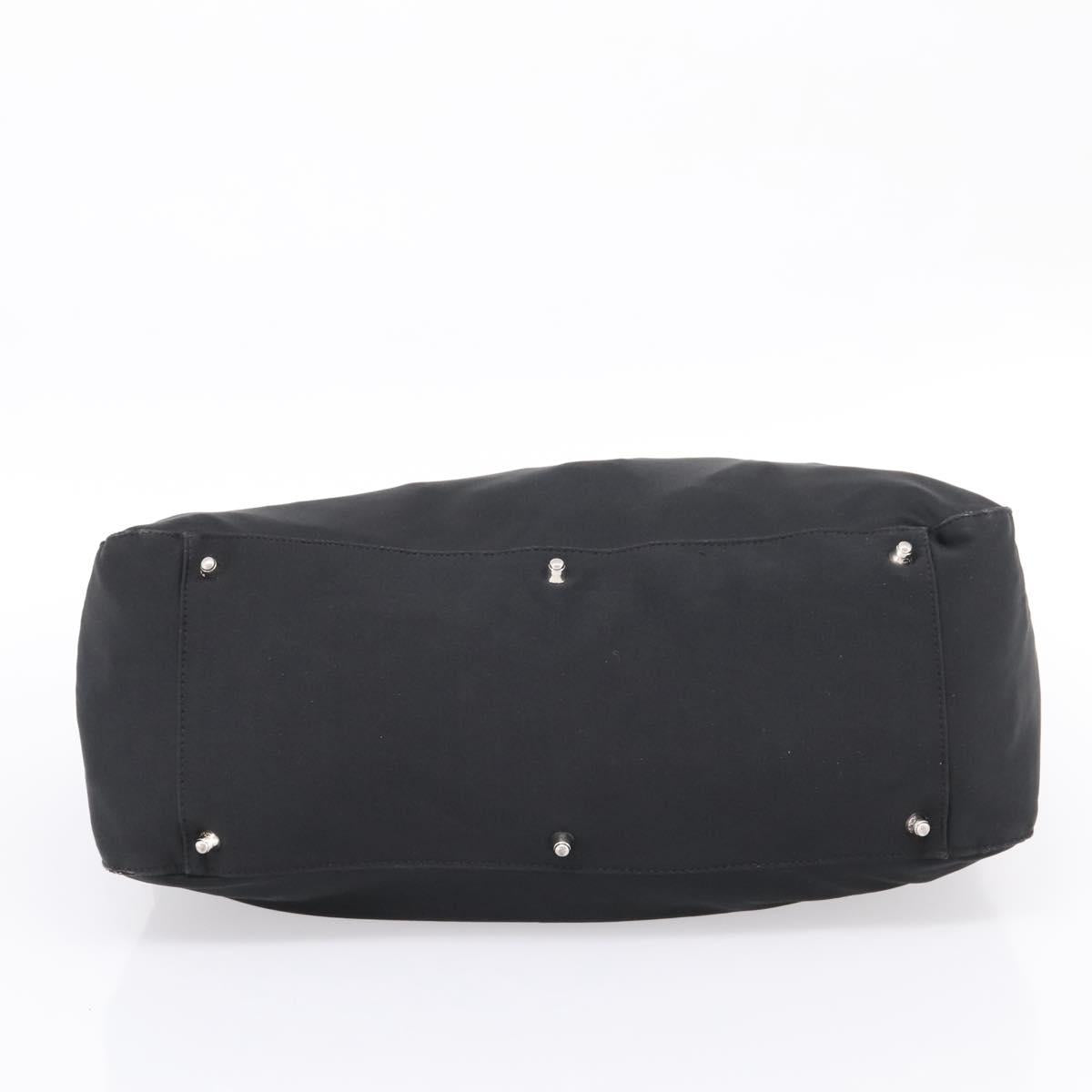 FENDI Hand Bag Cotton jersey Black Silver Auth ka5894