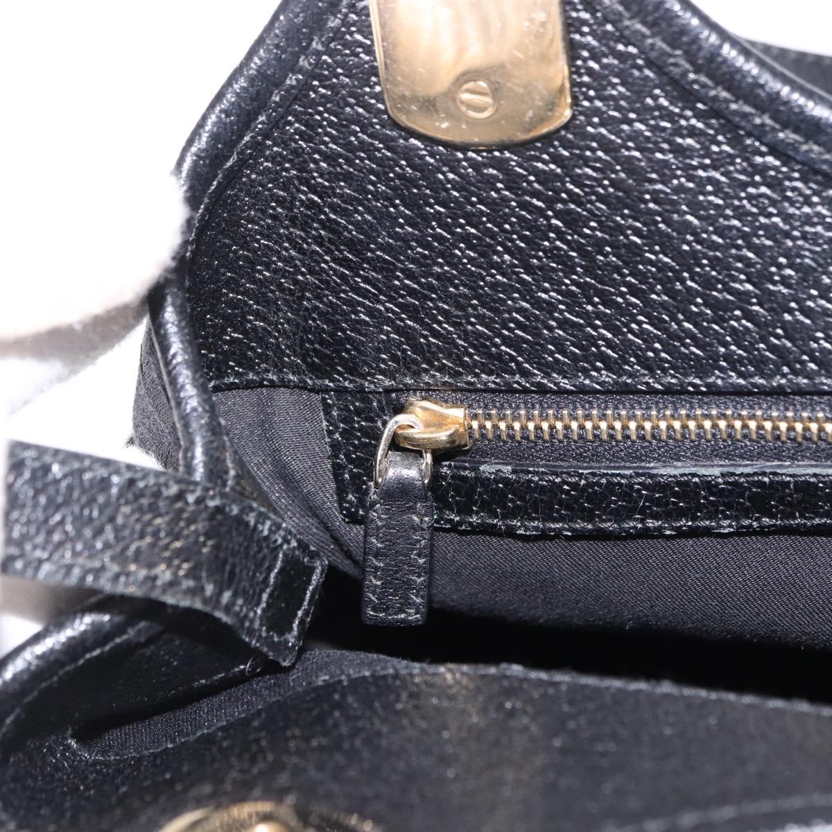 GUCCI Hand Bag Canvas Black Gold 145761 Auth ka5897V
