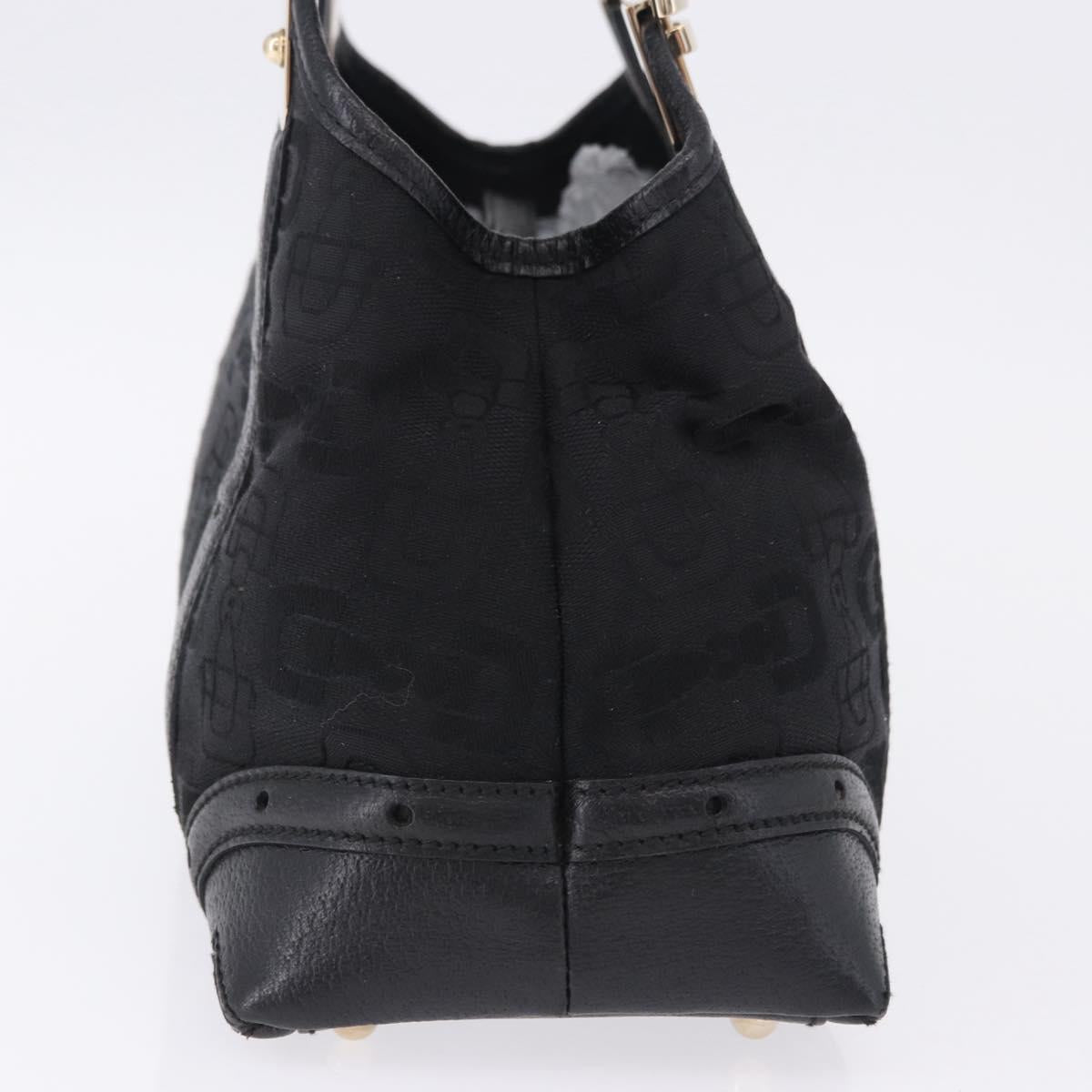 GUCCI Hand Bag Canvas Black Gold 145761 Auth ka5897V