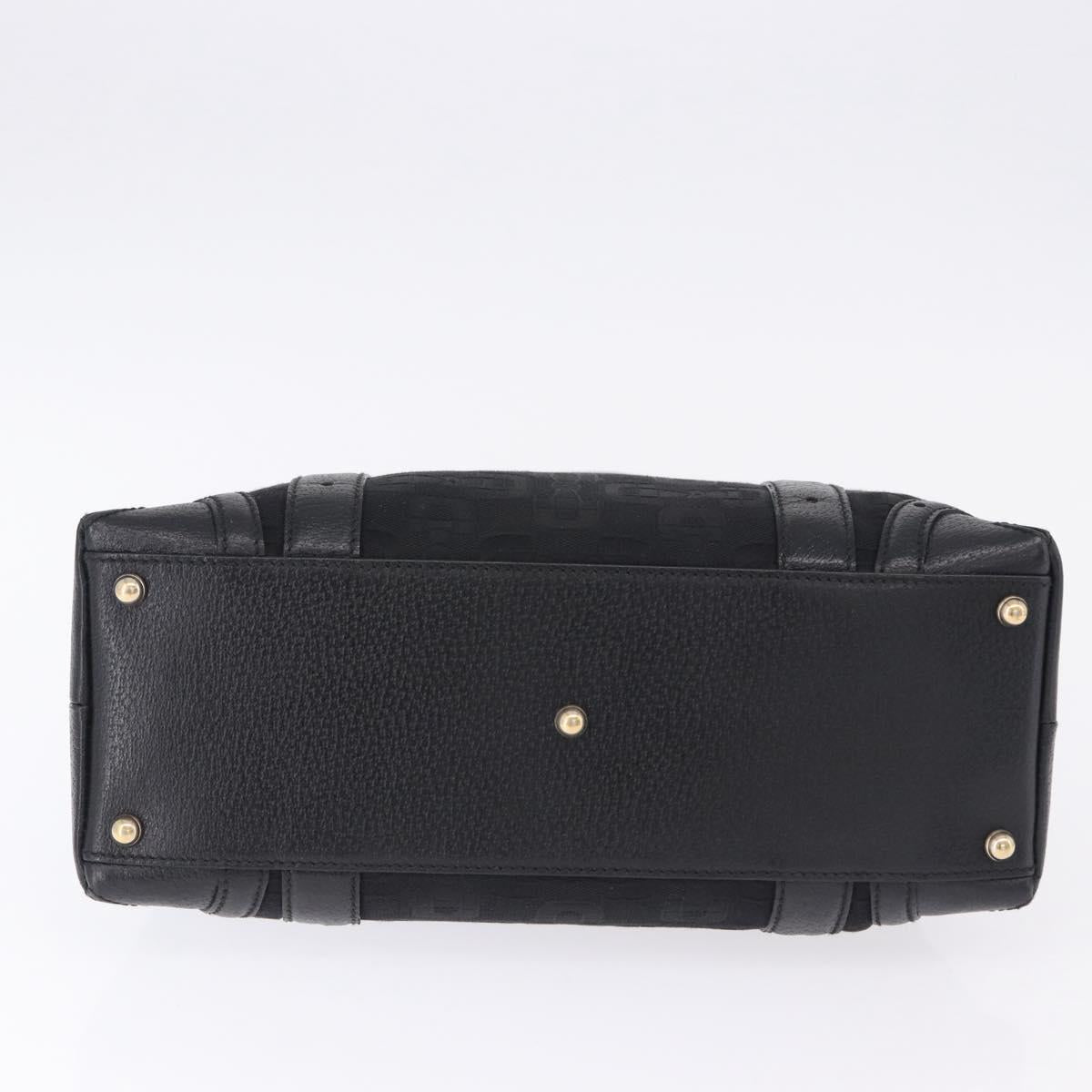GUCCI Hand Bag Canvas Black Gold 145761 Auth ka5897V