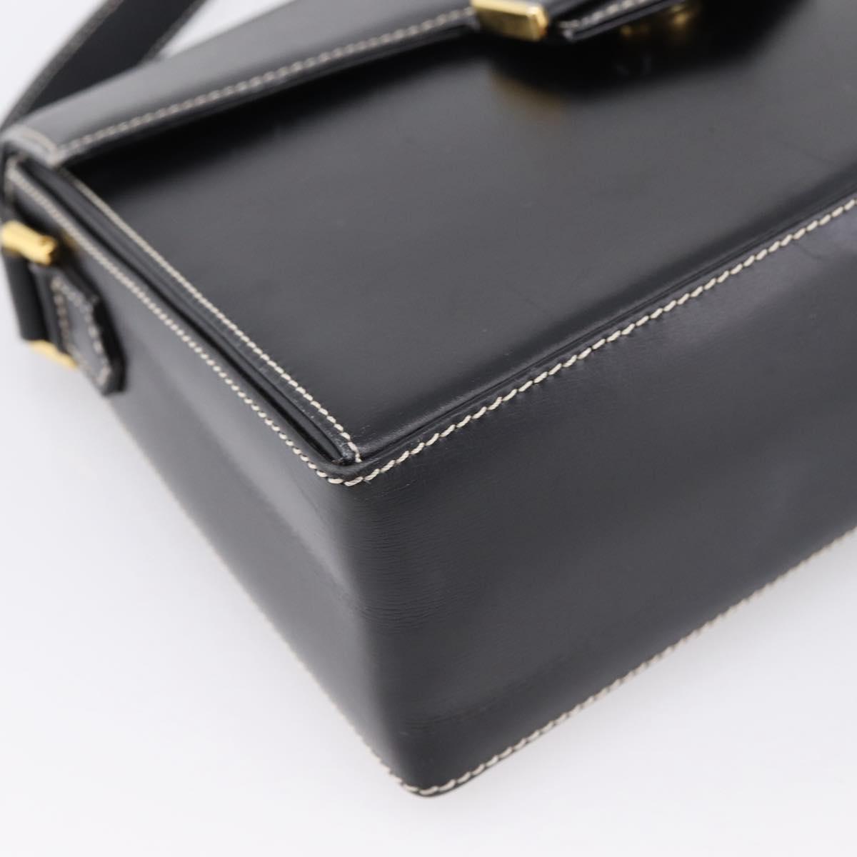 Christian Dior Shoulder Bag Leather Black Gold Auth ka5898