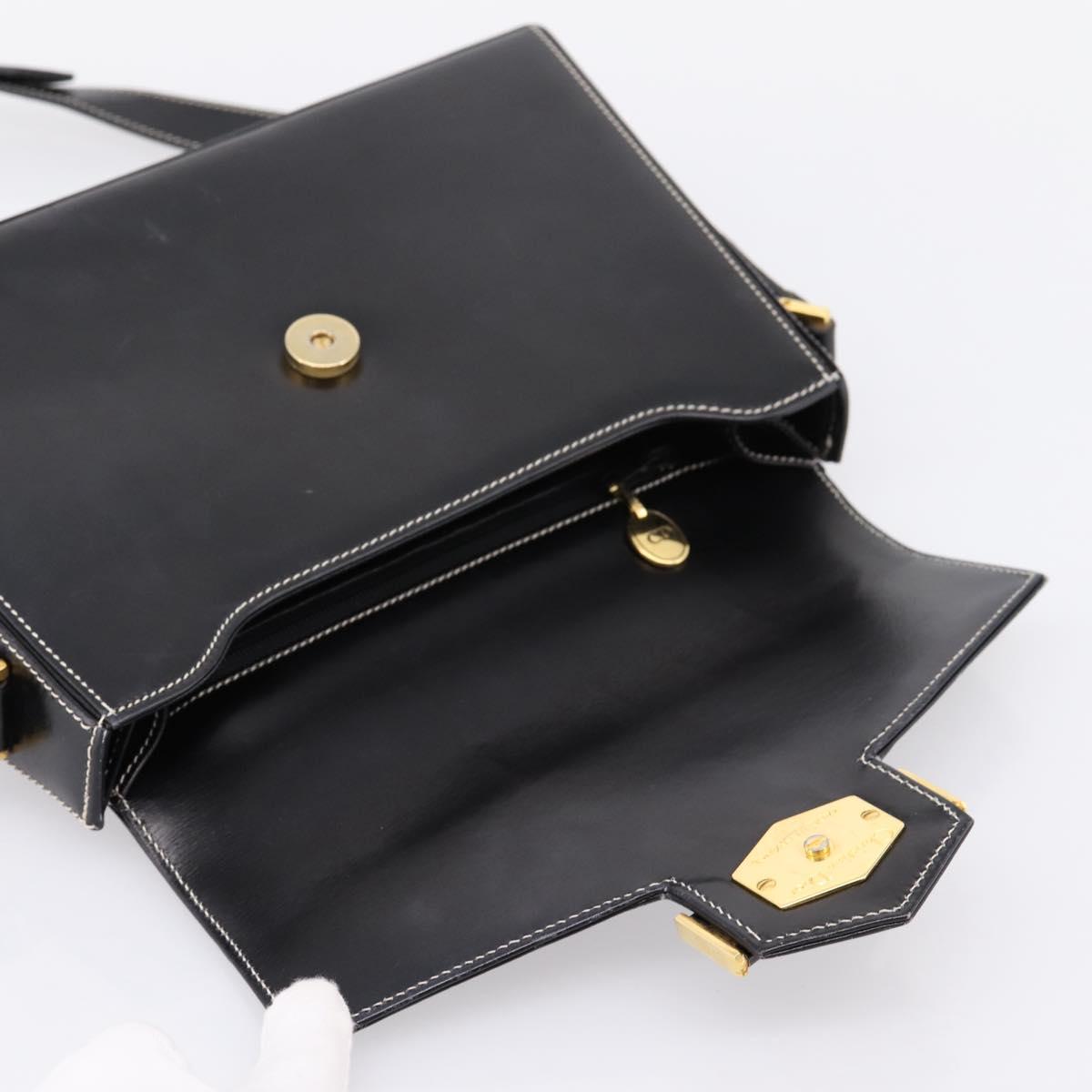 Christian Dior Shoulder Bag Leather Black Gold Auth ka5898
