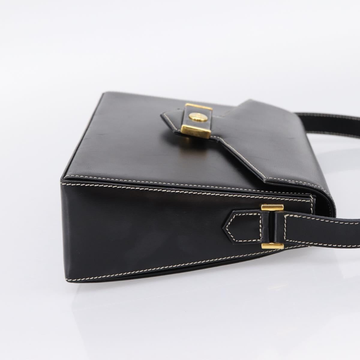 Christian Dior Shoulder Bag Leather Black Gold Auth ka5898
