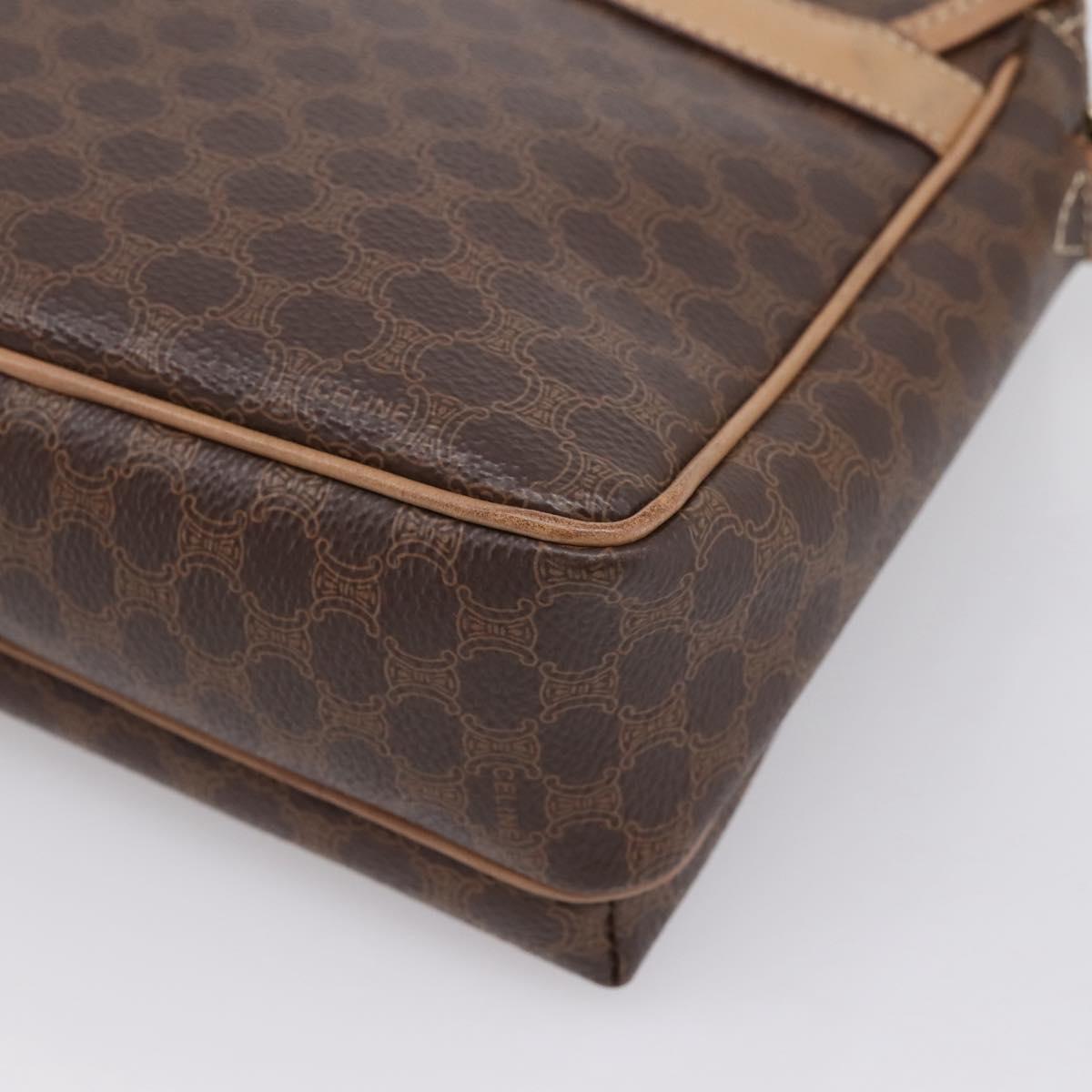CELINE Macadam Canvas Shoulder Bag PVC Leather Brown Gold Auth ka5899