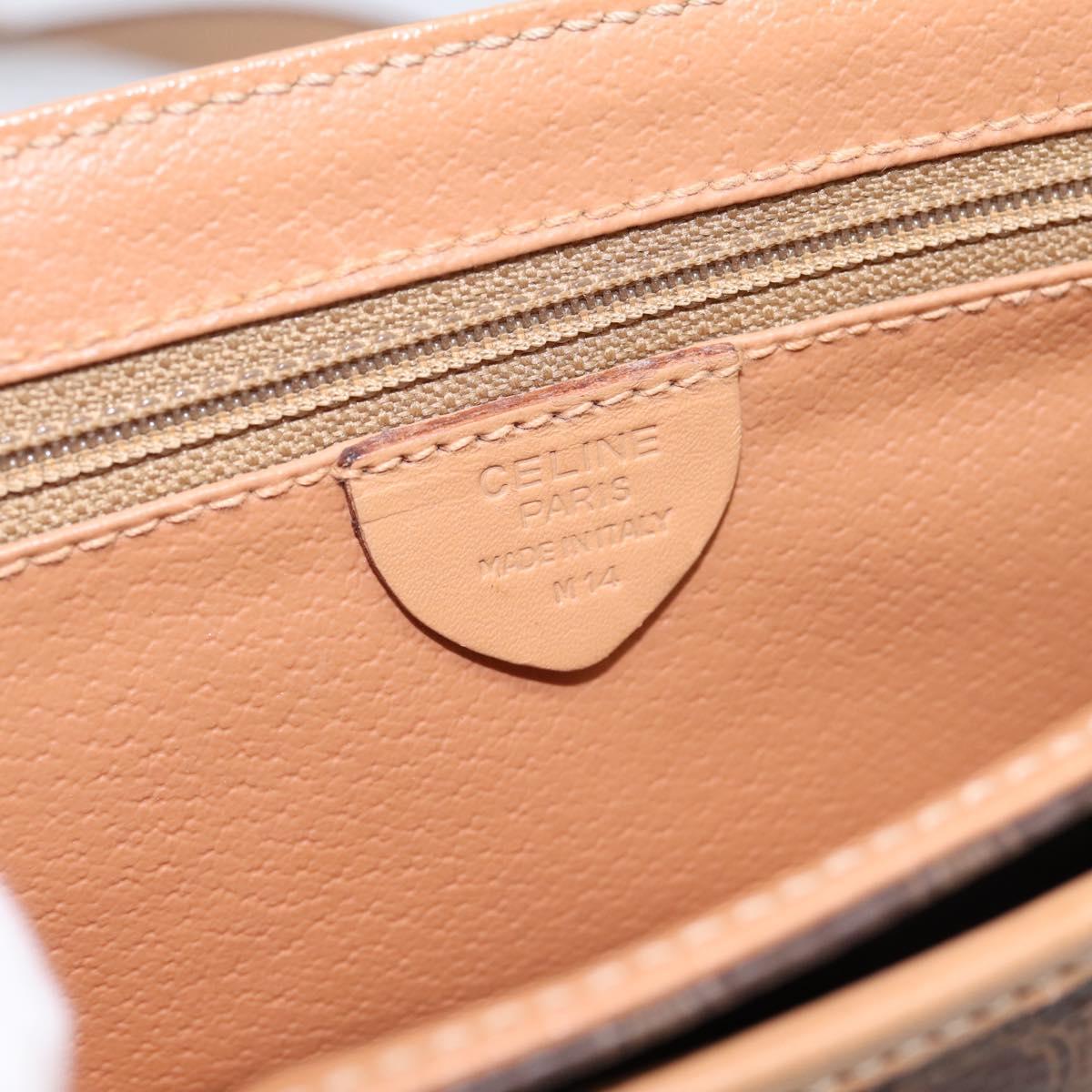 CELINE Macadam Canvas Shoulder Bag PVC Leather Brown Gold Auth ka5899