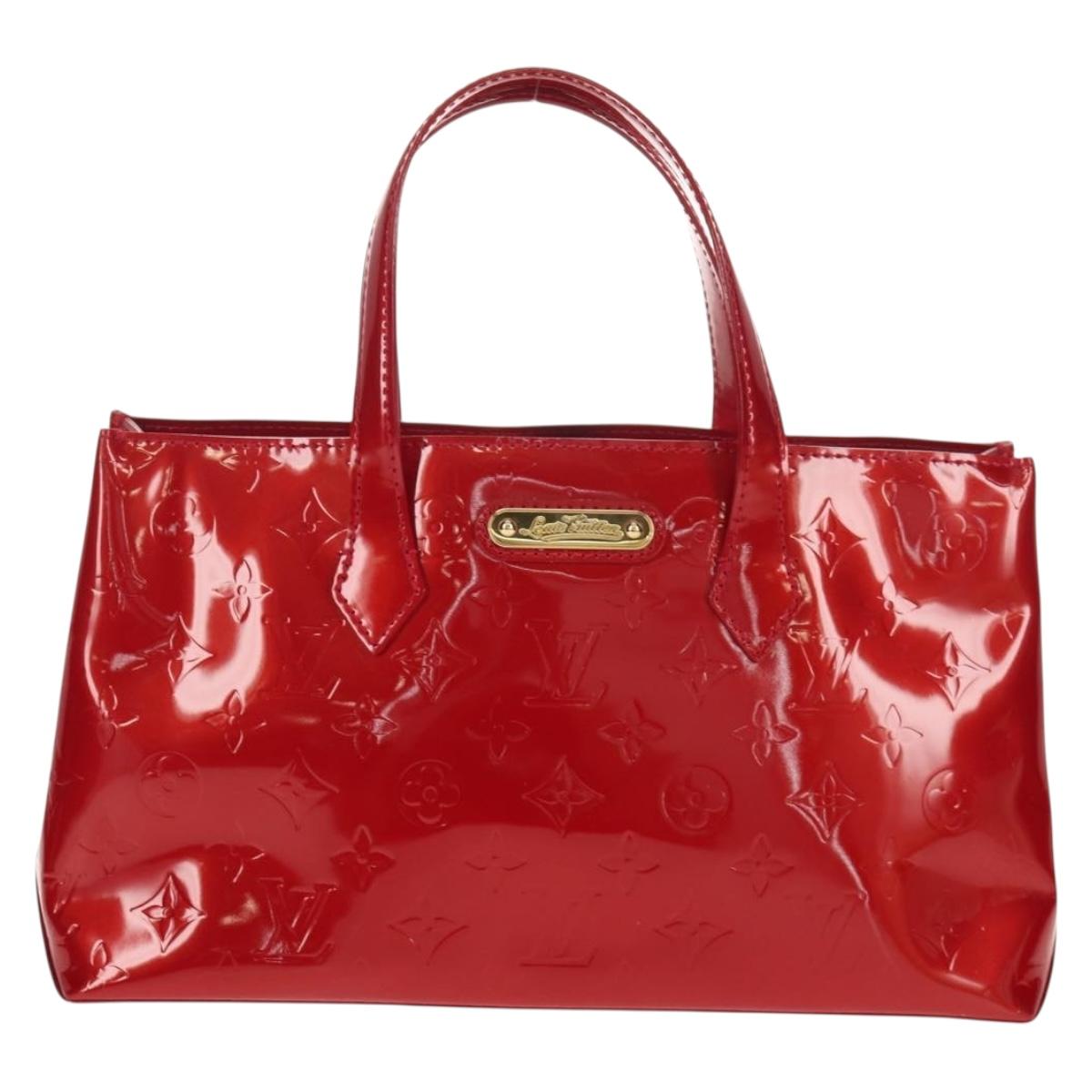LOUIS VUITTON Vernis Wilshire PM Hand Bag Pomme D'amour M93642 LV Auth ka589V