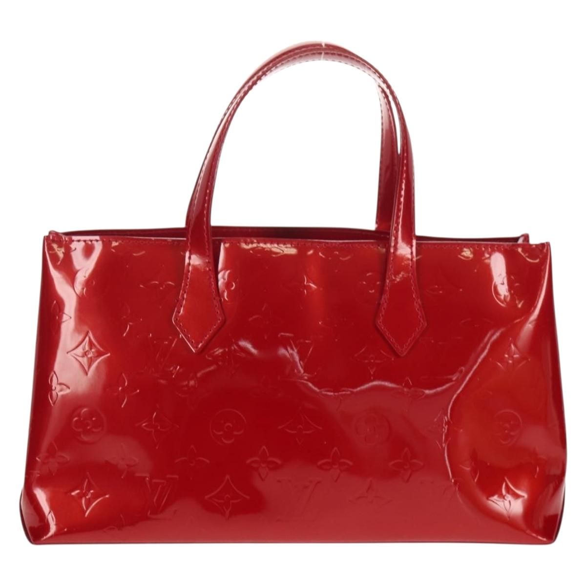 LOUIS VUITTON Vernis Wilshire PM Hand Bag Pomme D'amour M93642 LV Auth ka589V