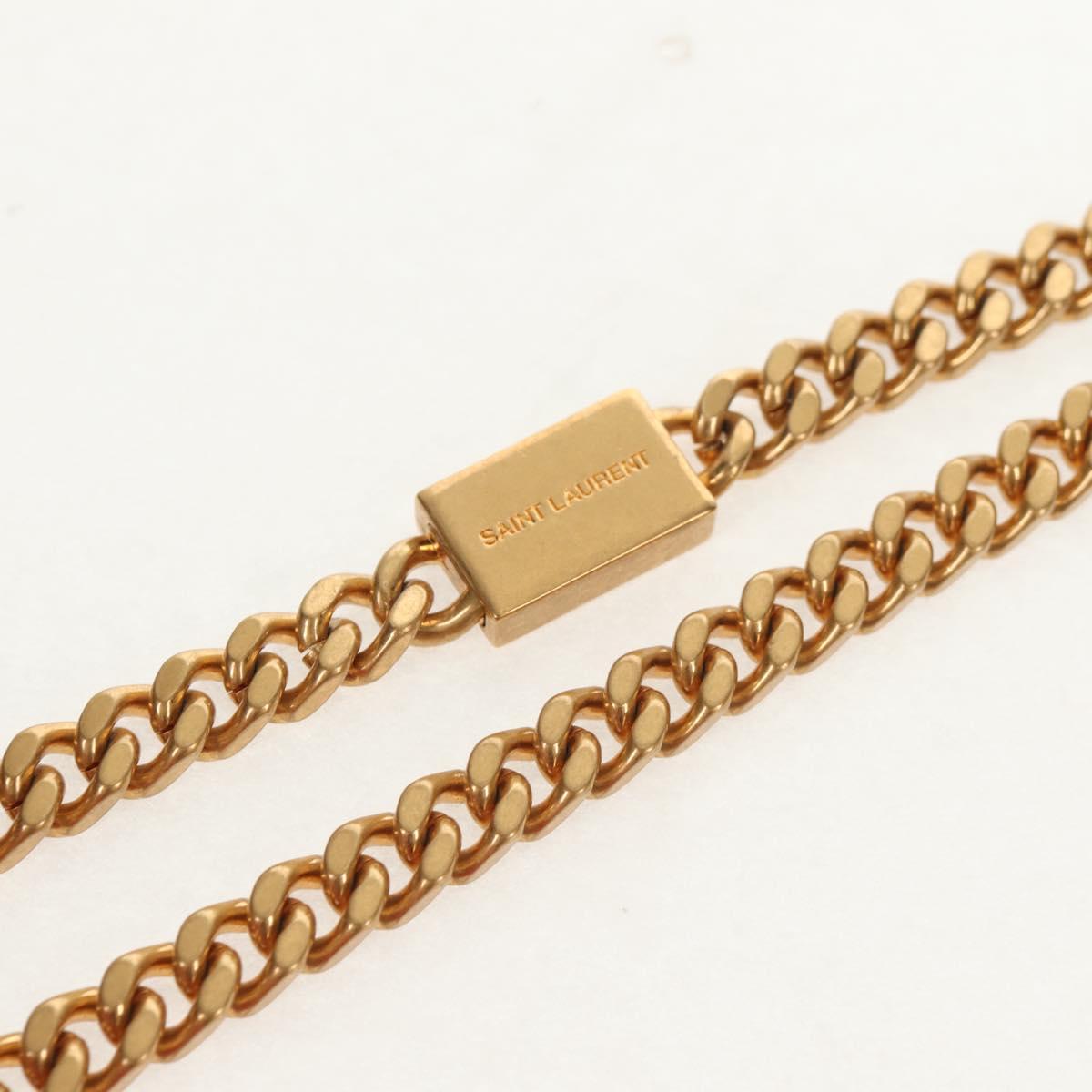 SAINT LAURENT Chain Shoulder Bag Leather Red Gold Auth ka590M