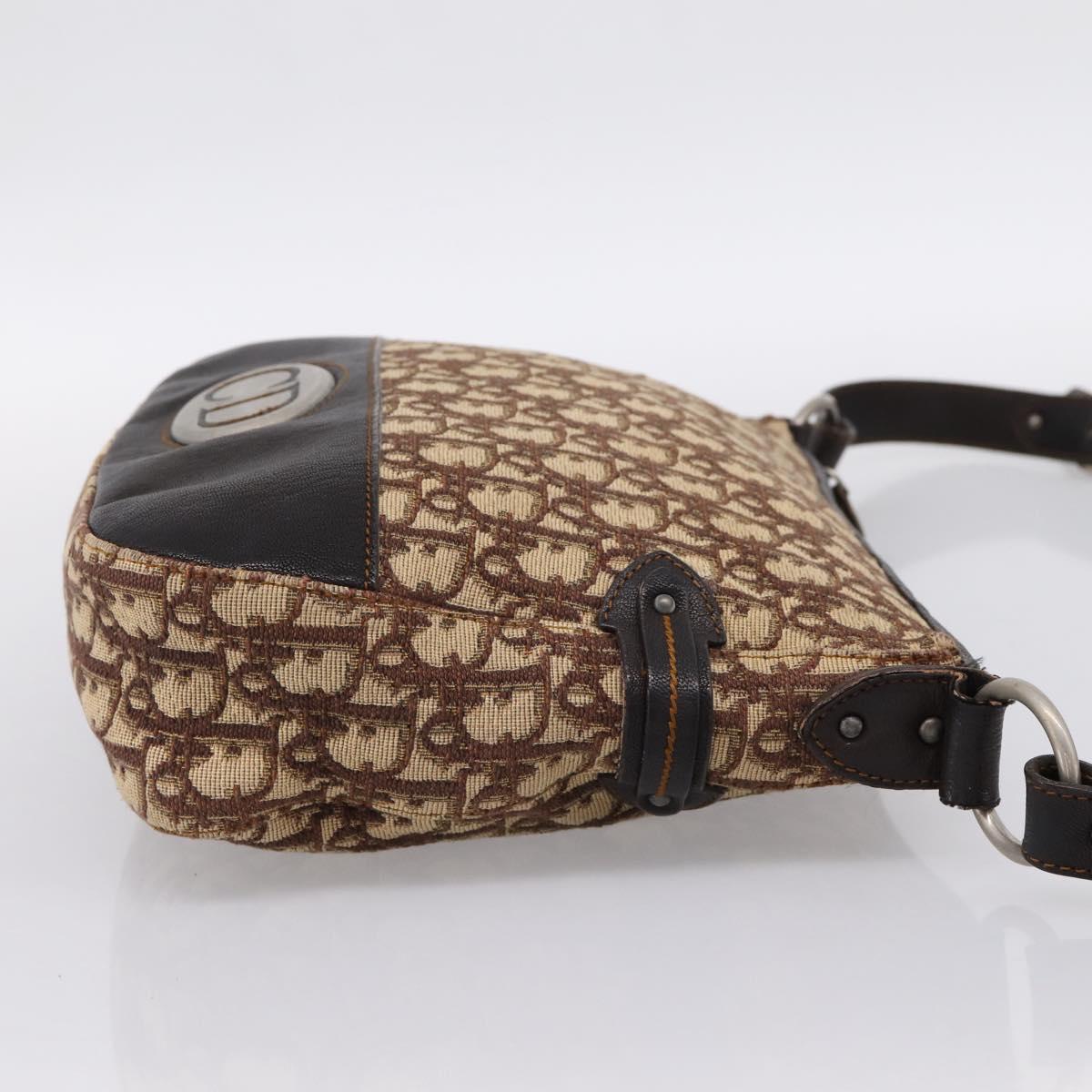 Christian Dior Trotter Canvas Shoulder Bag Beige Auth ka5911A
